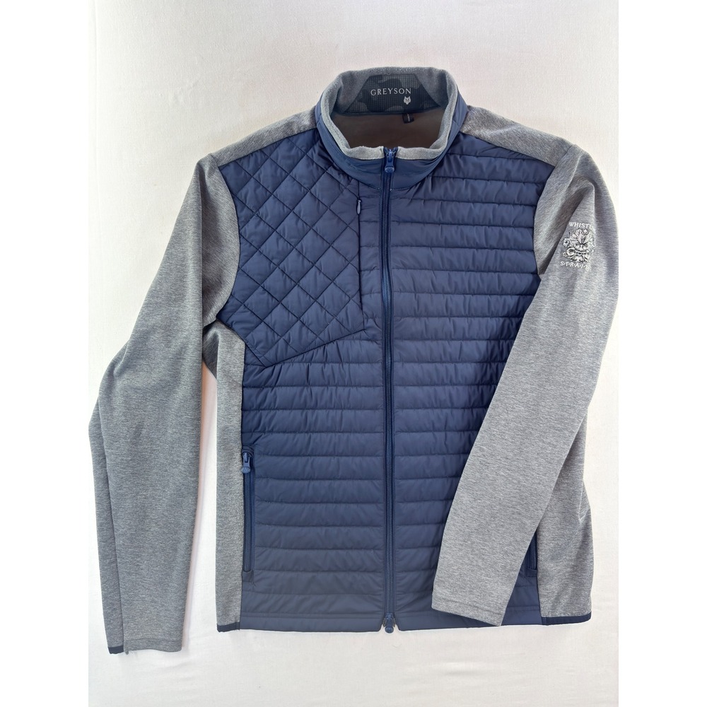 Greyson Whistling Straits Hybrid Golf Jacket Mens Medium Navy Gray Quilted Zip